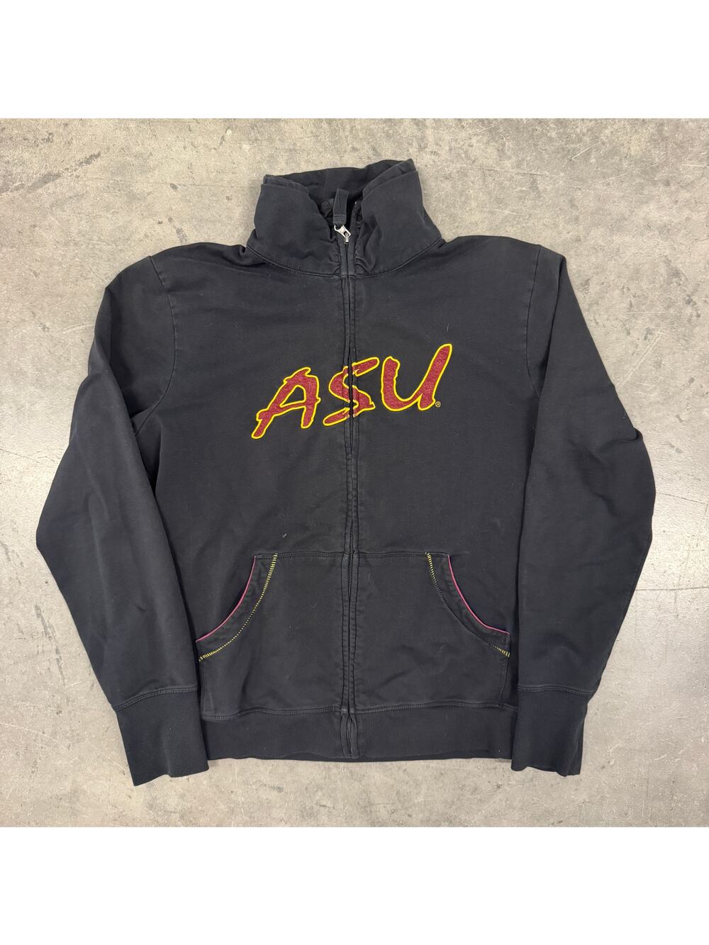 Vintage Y2k Arizona State Sun Devils Black Full Zip Asu Longsleeve Jacket Large